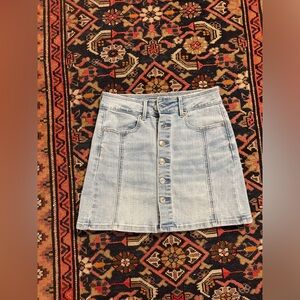 0 American Eagle Super Stretch Hi-Rise A-Line Skirt in Light-Wash Denim